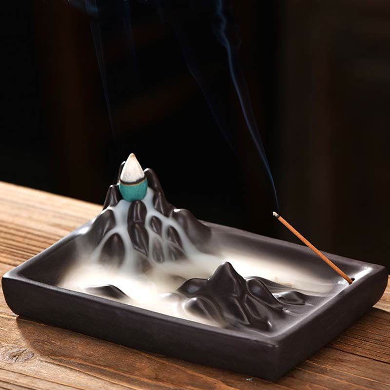 Ceramic Mountains Flowing Water Backflow Incense Burner