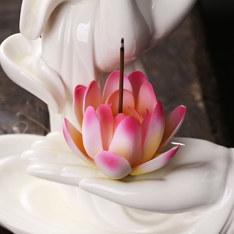 Handcrafted Purple Clay Lotus Ceramic Incense Burner