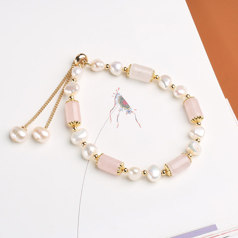 Green Aventurine Pearl Pink Crystal Luck Bracelet