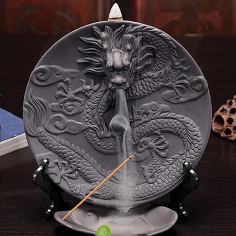 Dragon Ceramic Backflow Smoke Fountain Incense Burner for Meditation