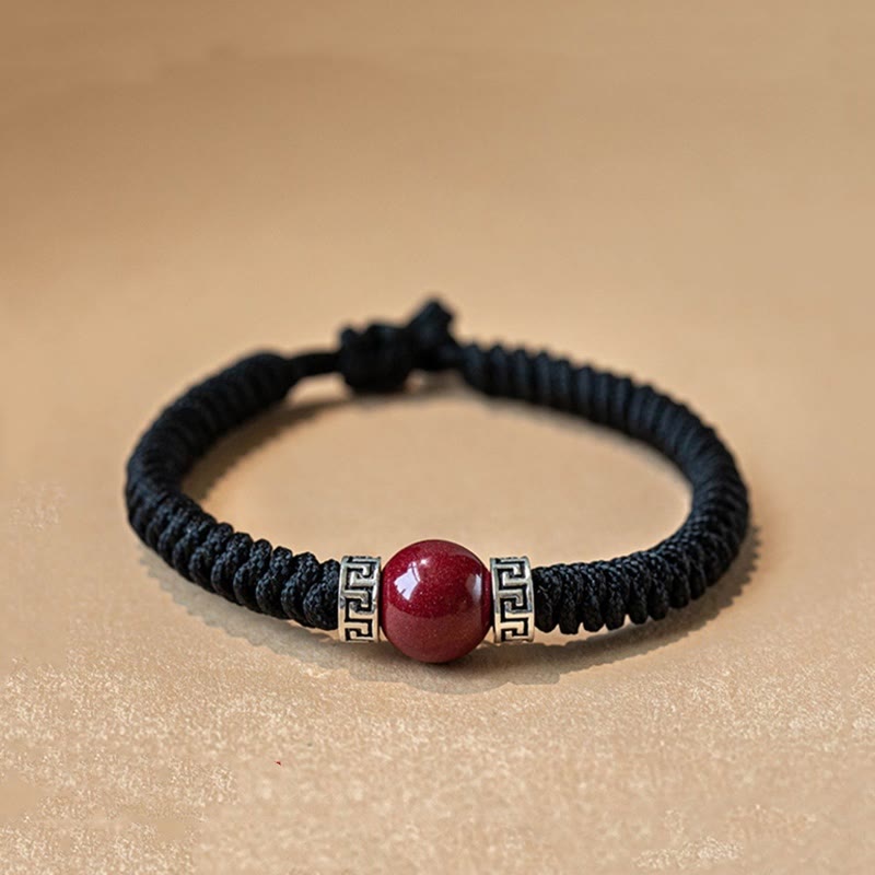 Men's Cinnabar Bracelet 12mm Beads | Sterling Silver Calm
