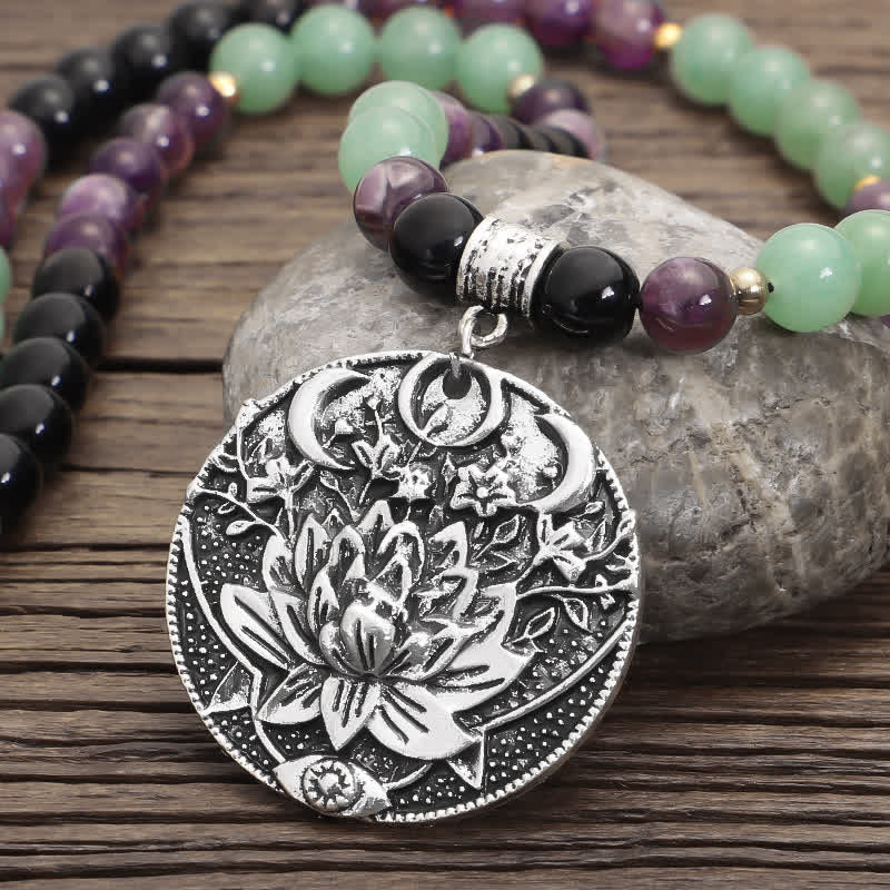 108 Beads Amethyst Green Aventurine Meditation Bracelet