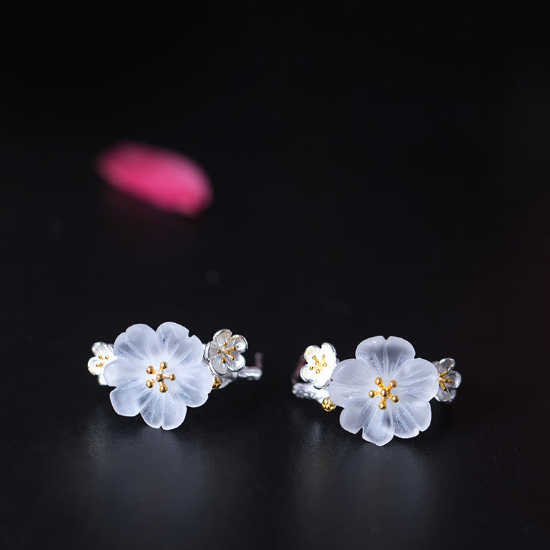 925 Sterling Silver Plum Blossom Spiritual Earrings for Protection