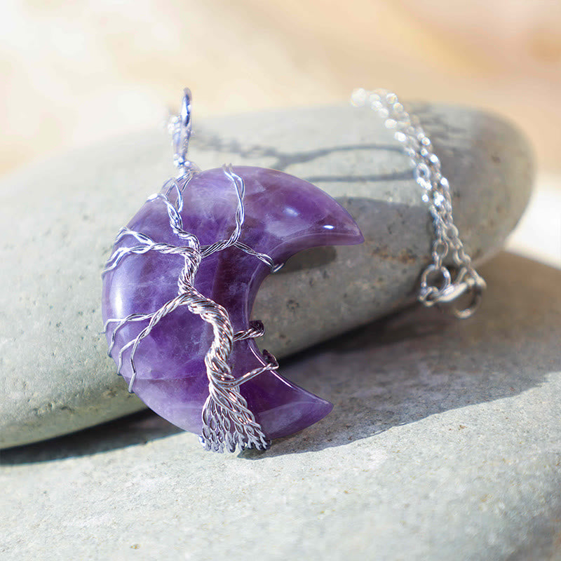 Natural Quartz Tree of Life Necklace for Healing & Balance