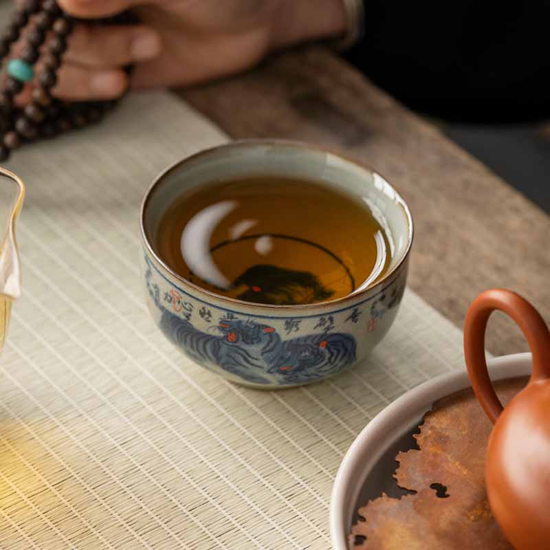 Jingdezhen Hand Painted Tiger Ceramic Teacup 140ml