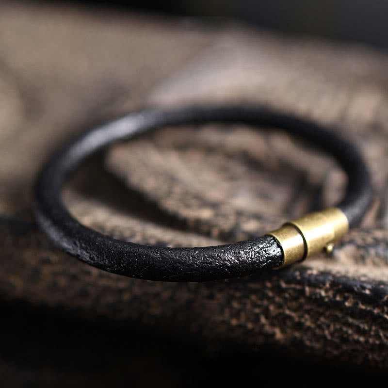 Retro Copper Leather Spiritual Bracelet for Luck & Healing