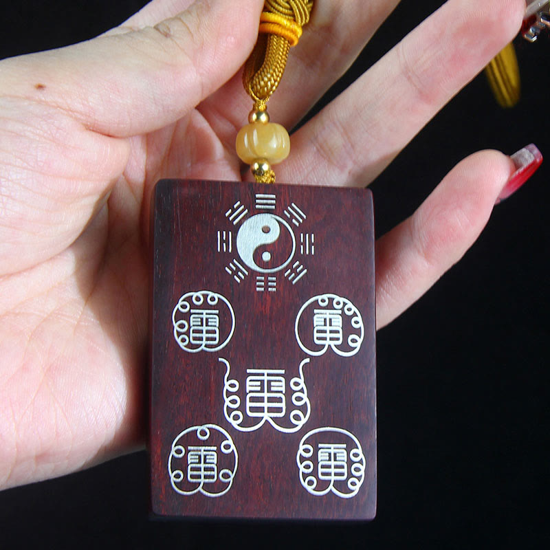 Sterling Silver Yin Yang Necklace with Red Sandalwood | Protection