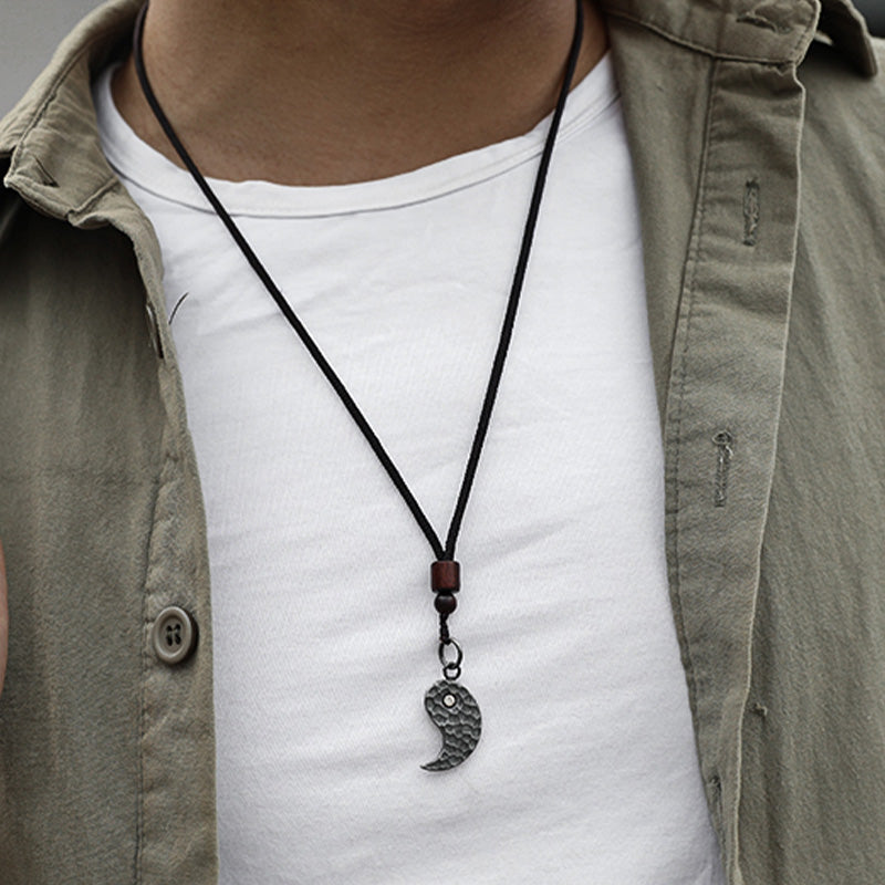 990 Sterling Silver Yin Yang Balance Necklace Pendant