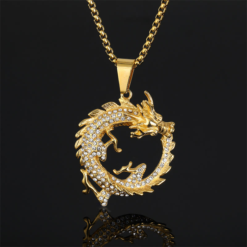 Dragon Necklace Titanium Steel Pendant for Success & Protection