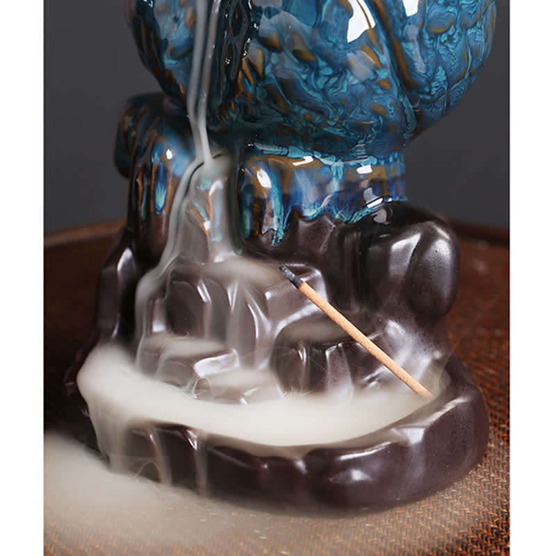 Handmade Ceramic Owl Backflow Incense Burner 9.2cm
