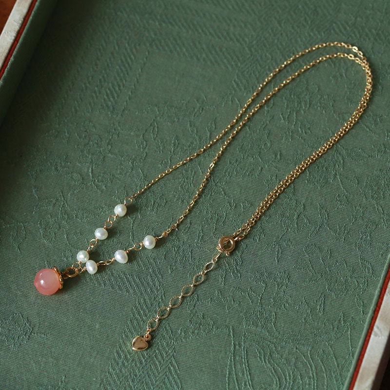 Yanyuan Agate Pearl Jewelry Set Gold-plated Copper 3Pcs Positive Energy