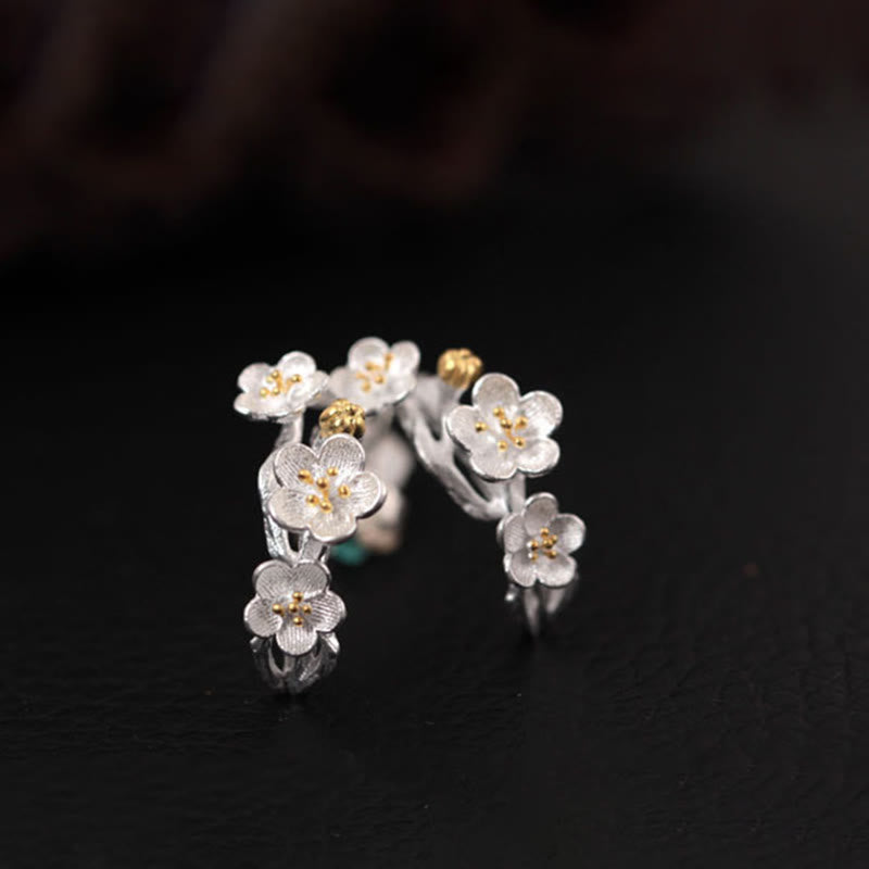 925 Sterling Silver Plum Blossom Spiritual Earrings for Protection