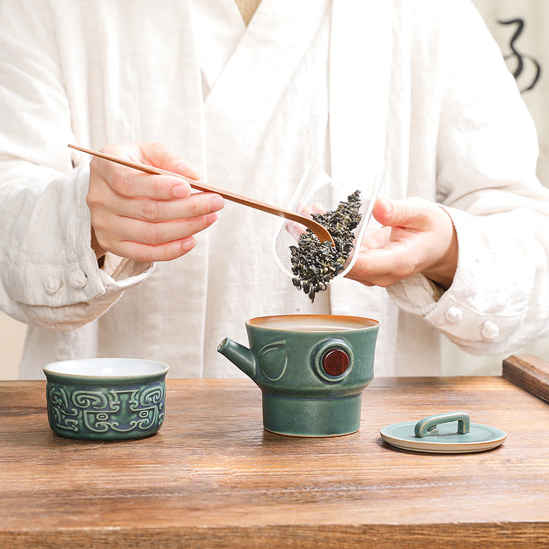 Sanxingdui Chinesisches Teetassen-Set aus Keramik | Kung-Fu-Tee-Geschenk