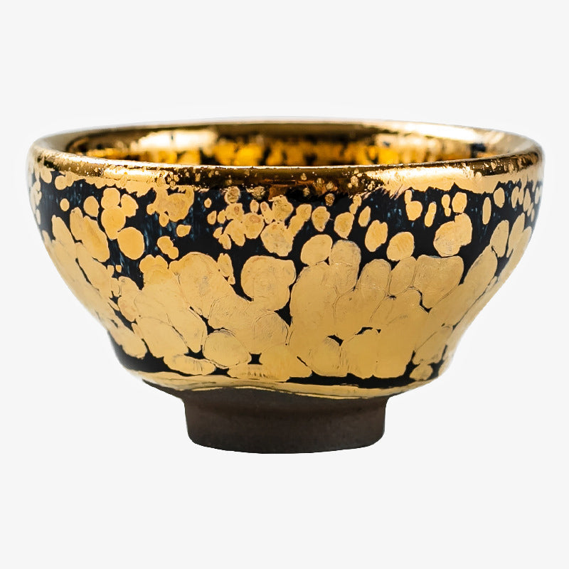 24K Gold Spot Pattern Jianzhan Ceramic Tea Cup Bowl