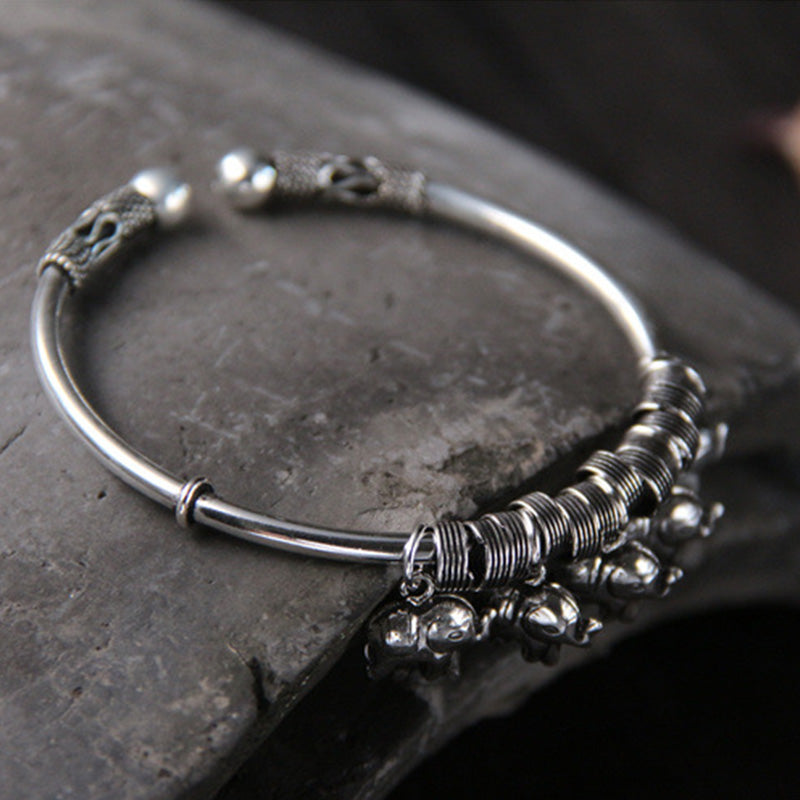 925 Sterling Silver Elephant Strength Bracelet | Wisdom Symbol
