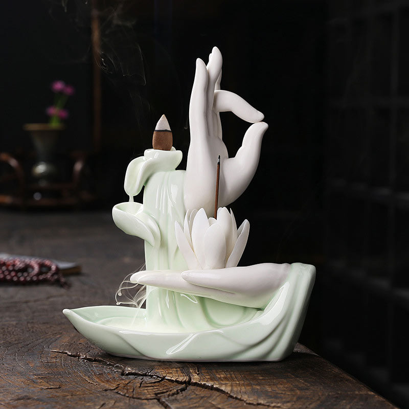 Handcrafted Purple Clay Lotus Ceramic Incense Burner