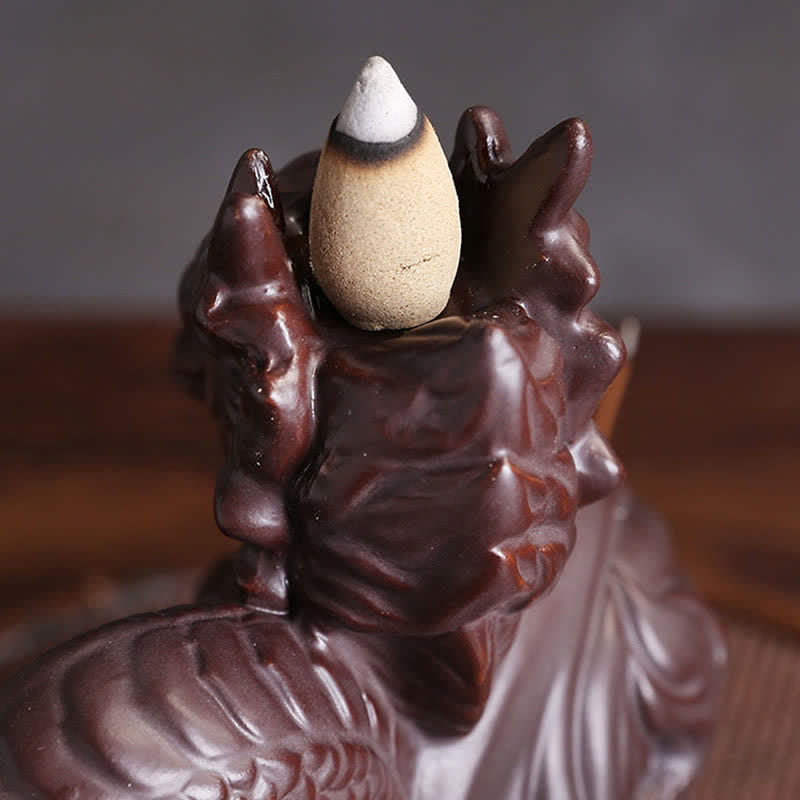 Dragon Pattern Ceramic Incense Burner for Success & Protection
