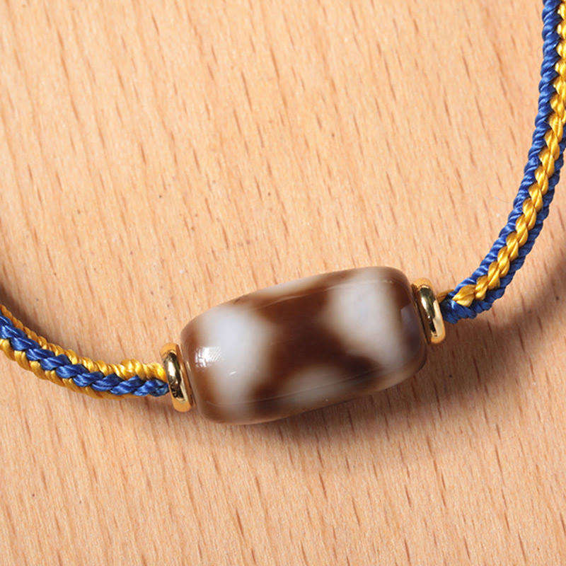 Three-eyed Dzi Bead Spiritual Bracelet for Luck & Happiness