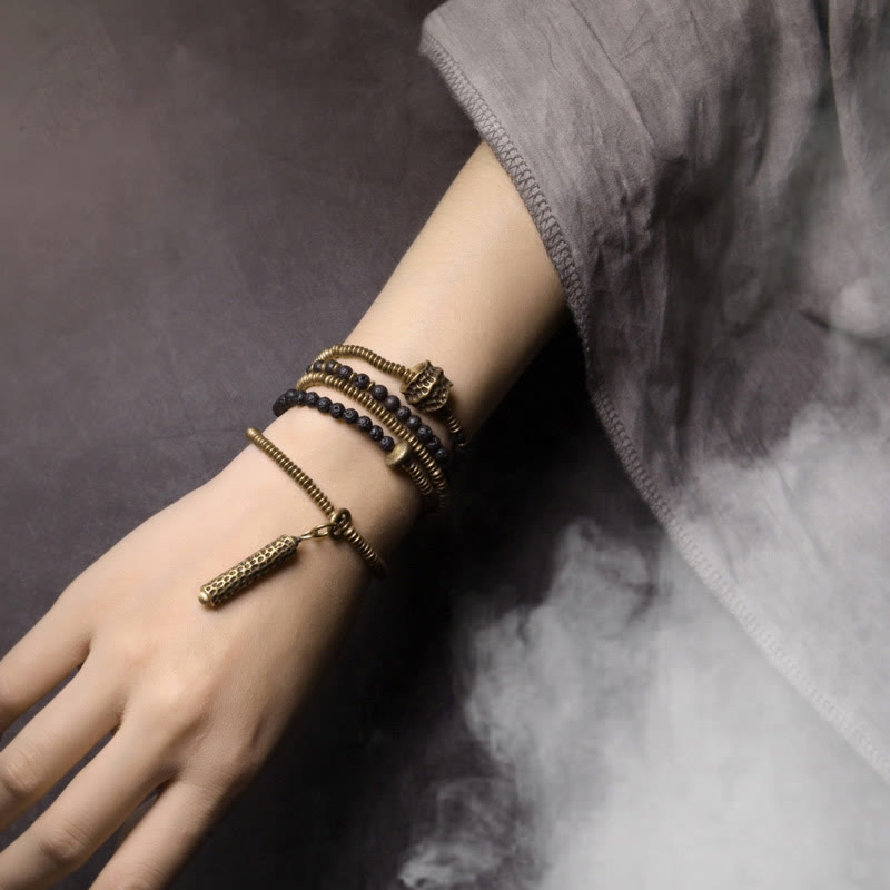 Vintage Lava Rock Copper Spiritual Bracelet for Balance