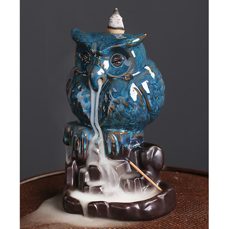 Handmade Ceramic Owl Backflow Incense Burner 9.2cm