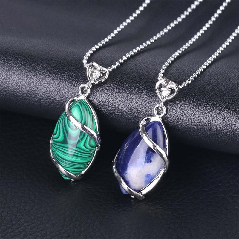 Amethyst Necklace with Natural Marquise Crystal Pendant