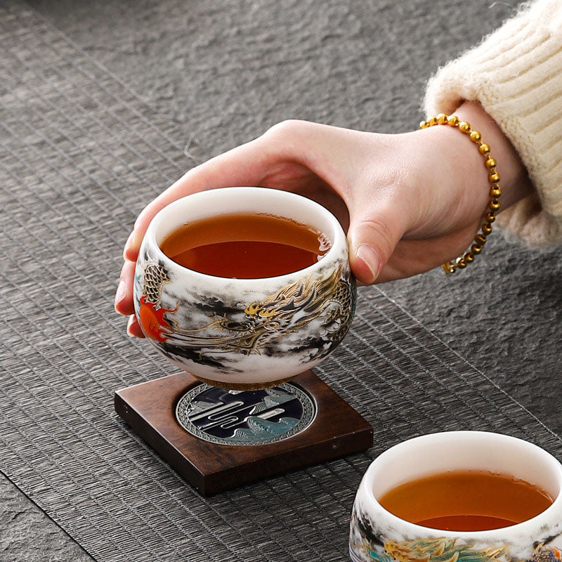 Dragon Playing with Pearl Ceramic Teacup 160ml | Tableware