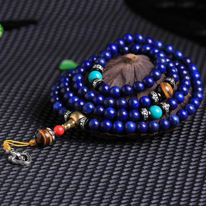 108 Beads Lazurite Gemstone Mala Bracelet for Balance & Serenity