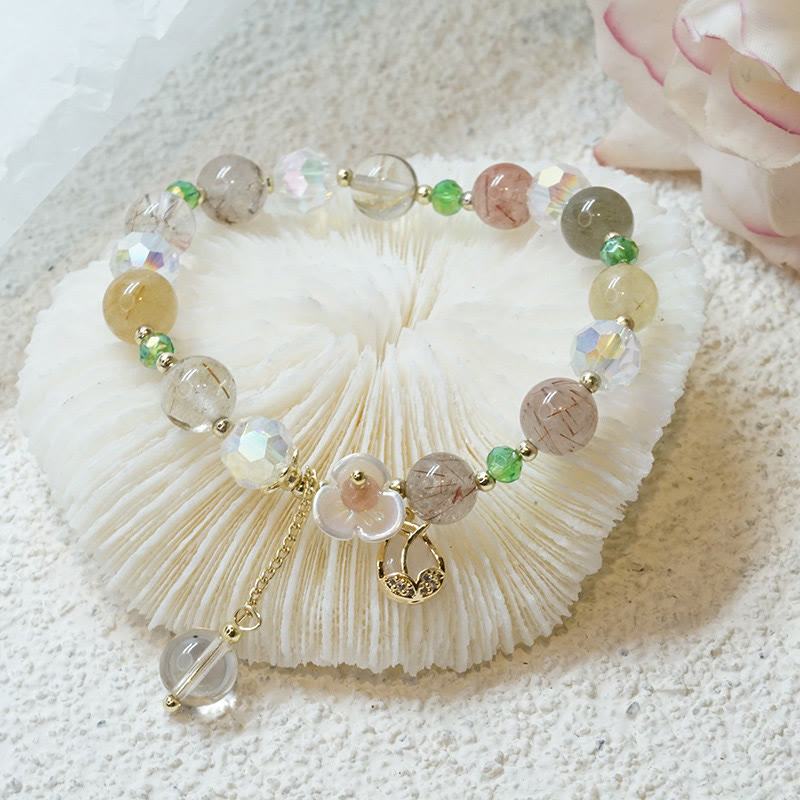Strawberry Quartz Fluorite Healing Bracelet for Emotional Clarity