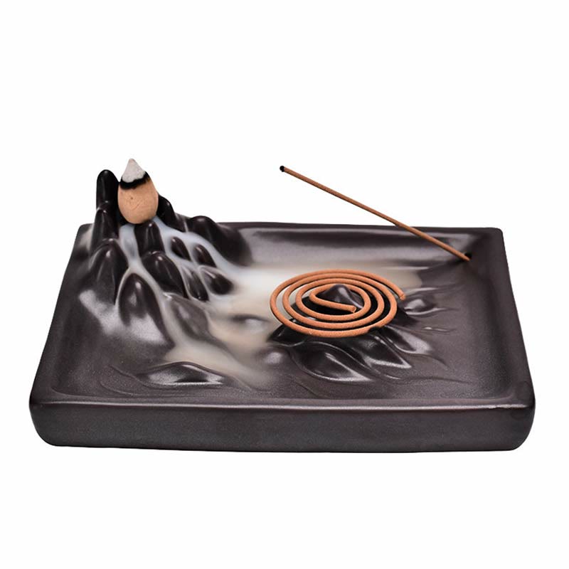 Ceramic Mountains Flowing Water Backflow Incense Burner