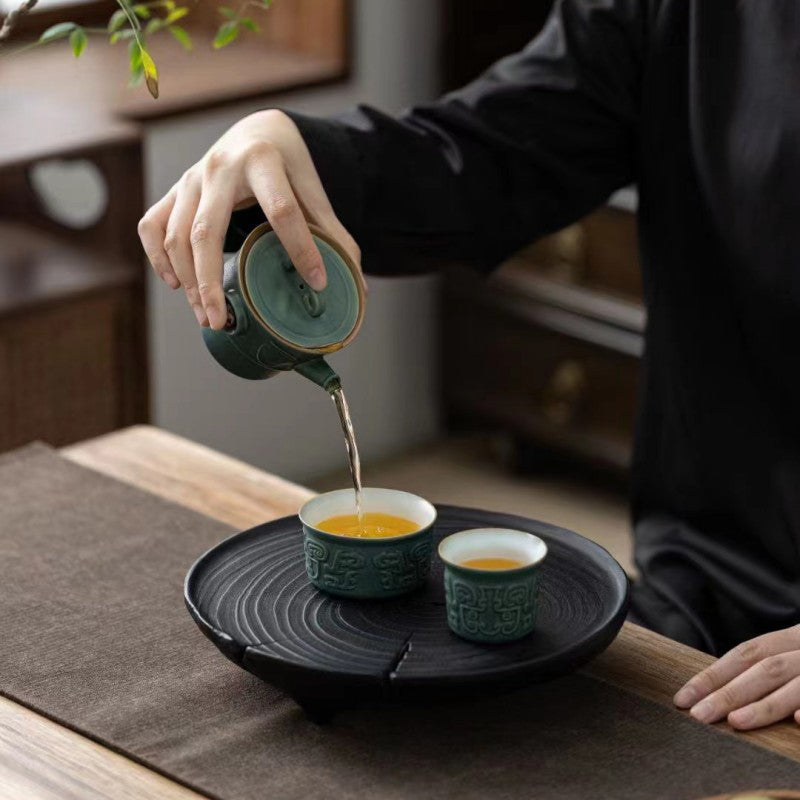 Sanxingdui Chinesisches Teetassen-Set aus Keramik | Kung-Fu-Tee-Geschenk