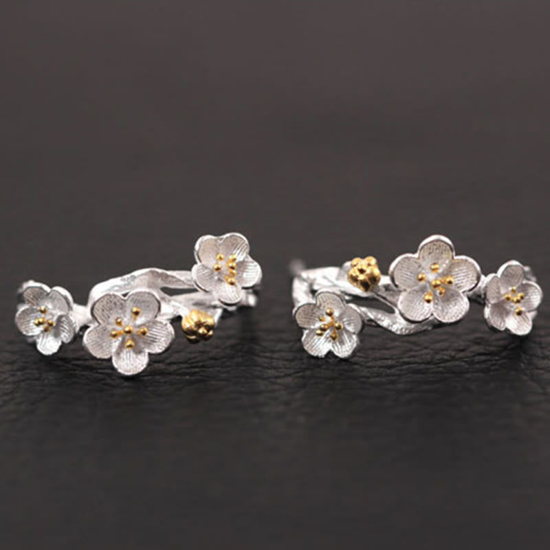 925 Sterling Silver Plum Blossom Spiritual Earrings for Protection