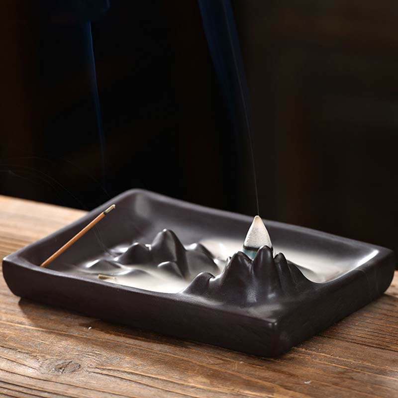 Ceramic Mountains Flowing Water Backflow Incense Burner