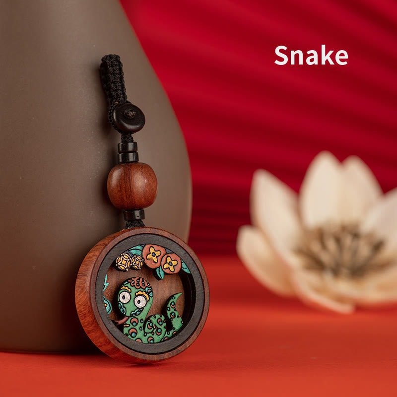 Year Of The Dragon Rosewood Zodiac Key Chain