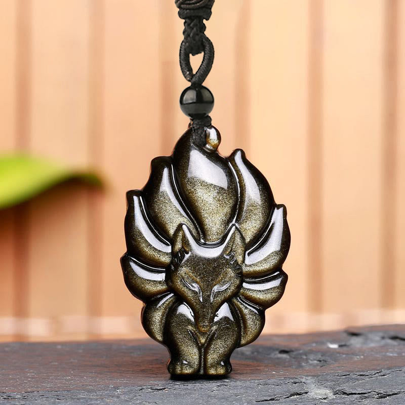 Fluorite Gold Sheen Obsidian Protection Necklace 45cm Length