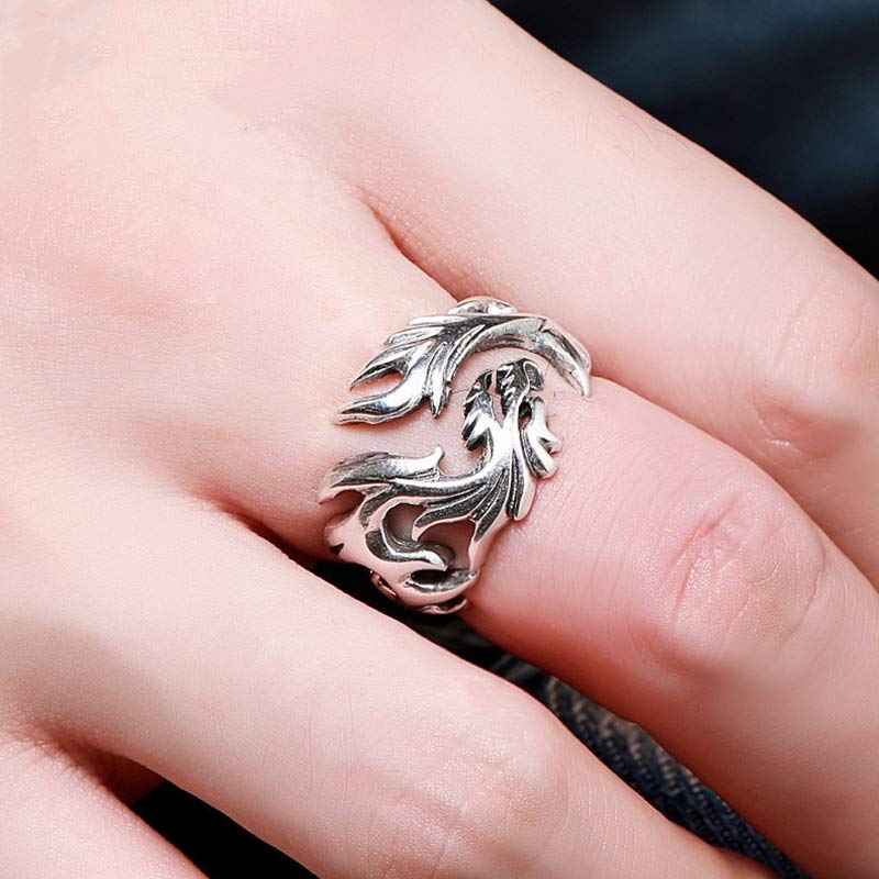 Unisex Dragon Pattern Protection Strength Adjustable Ring