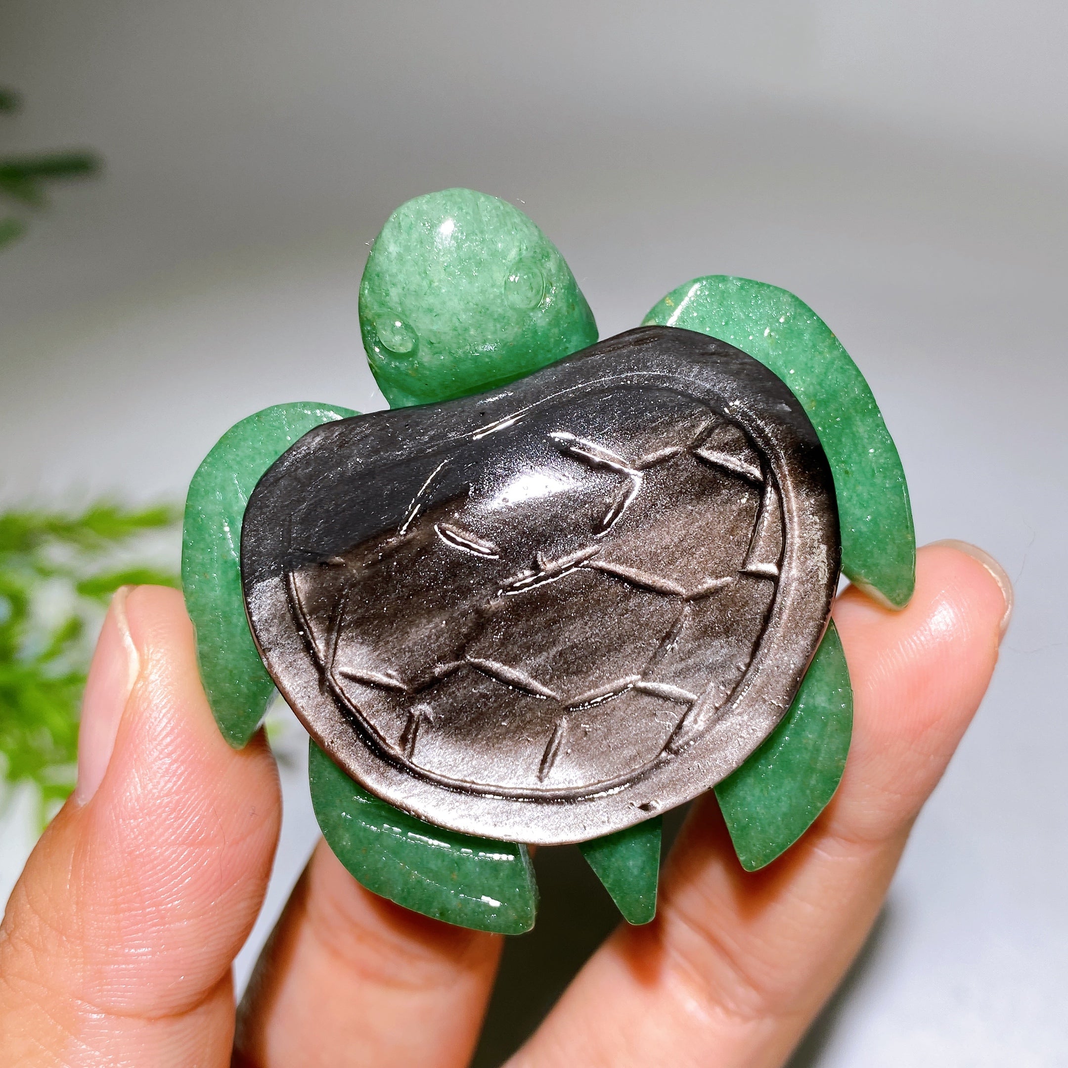 2.0-2.2" Crystal Turtle with Green Aventurine Base Healing Figurine