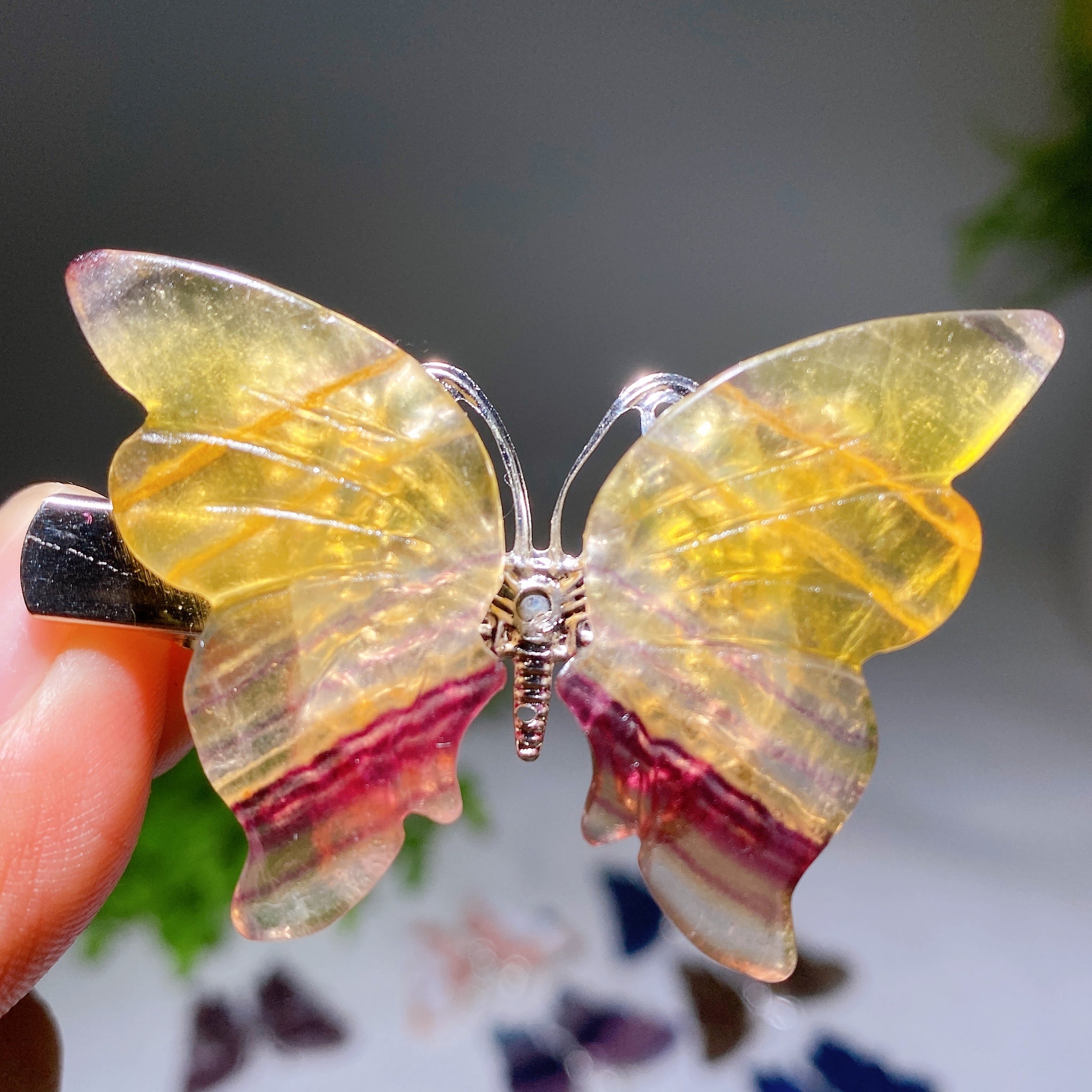2.0-2.3 inch Blue Apatite Crystal Butterfly Hairpin for Style & Healing