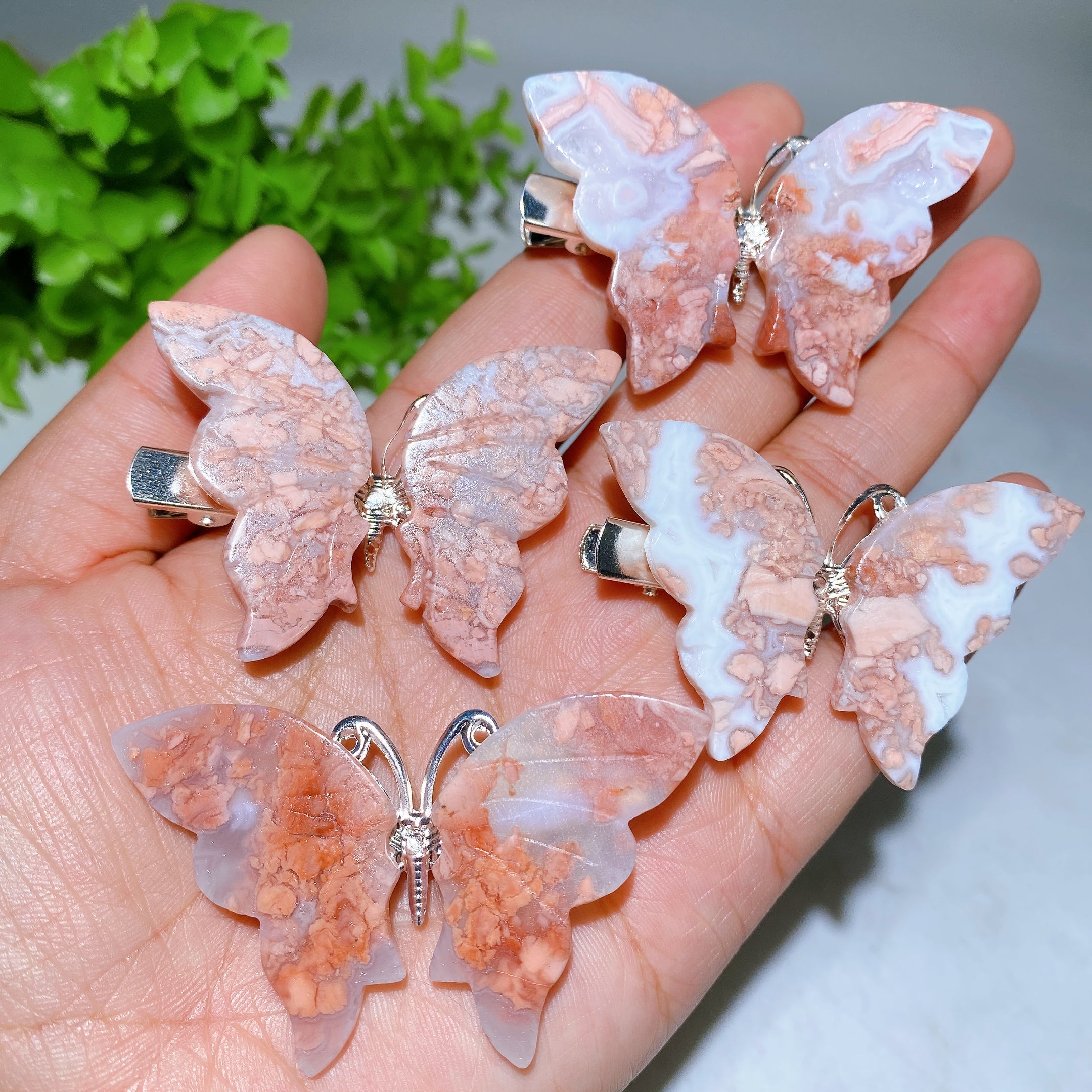 2.0-2.3 inch Blue Apatite Crystal Butterfly Hairpin for Style & Healing