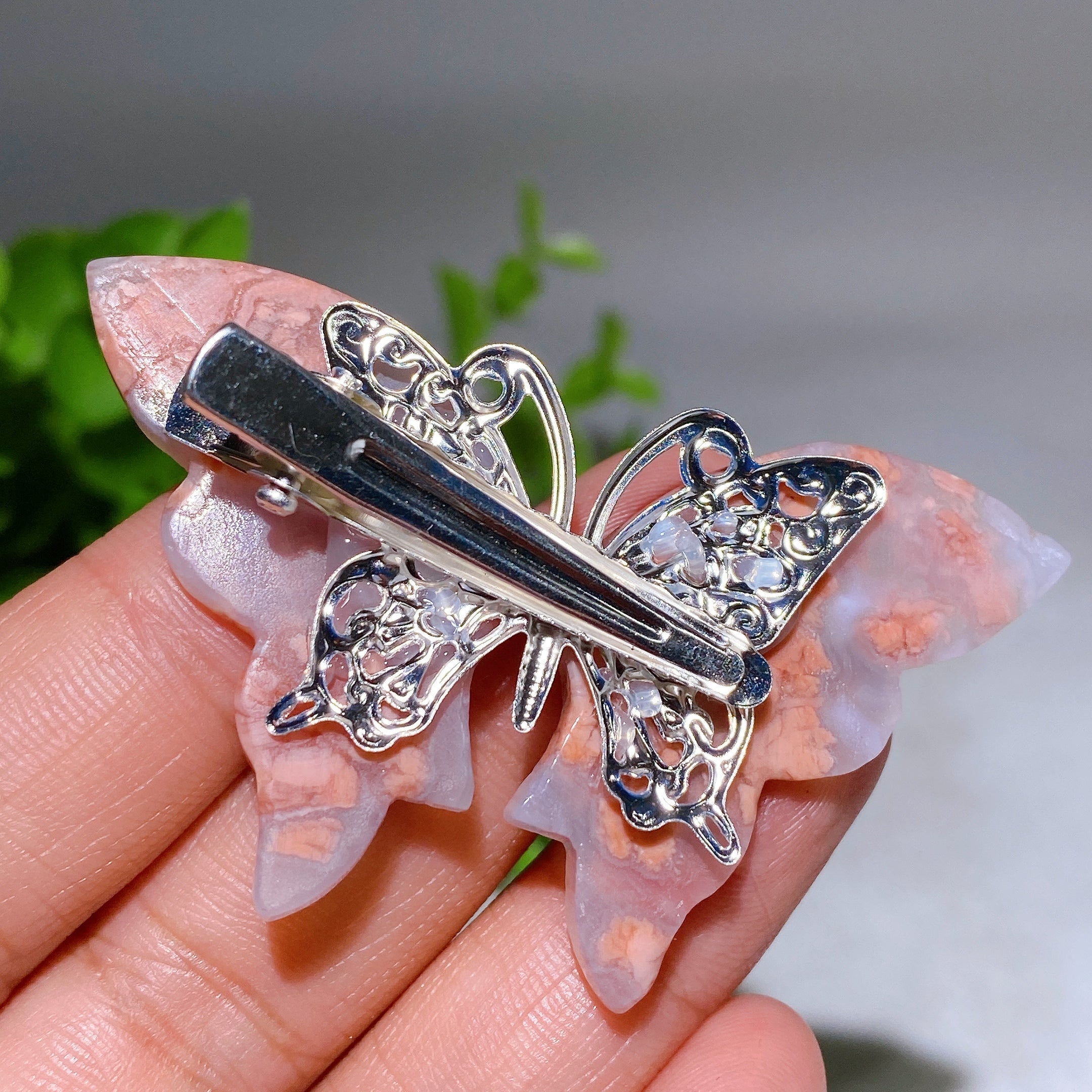 2.0-2.3 inch Blue Apatite Crystal Butterfly Hairpin for Style & Healing