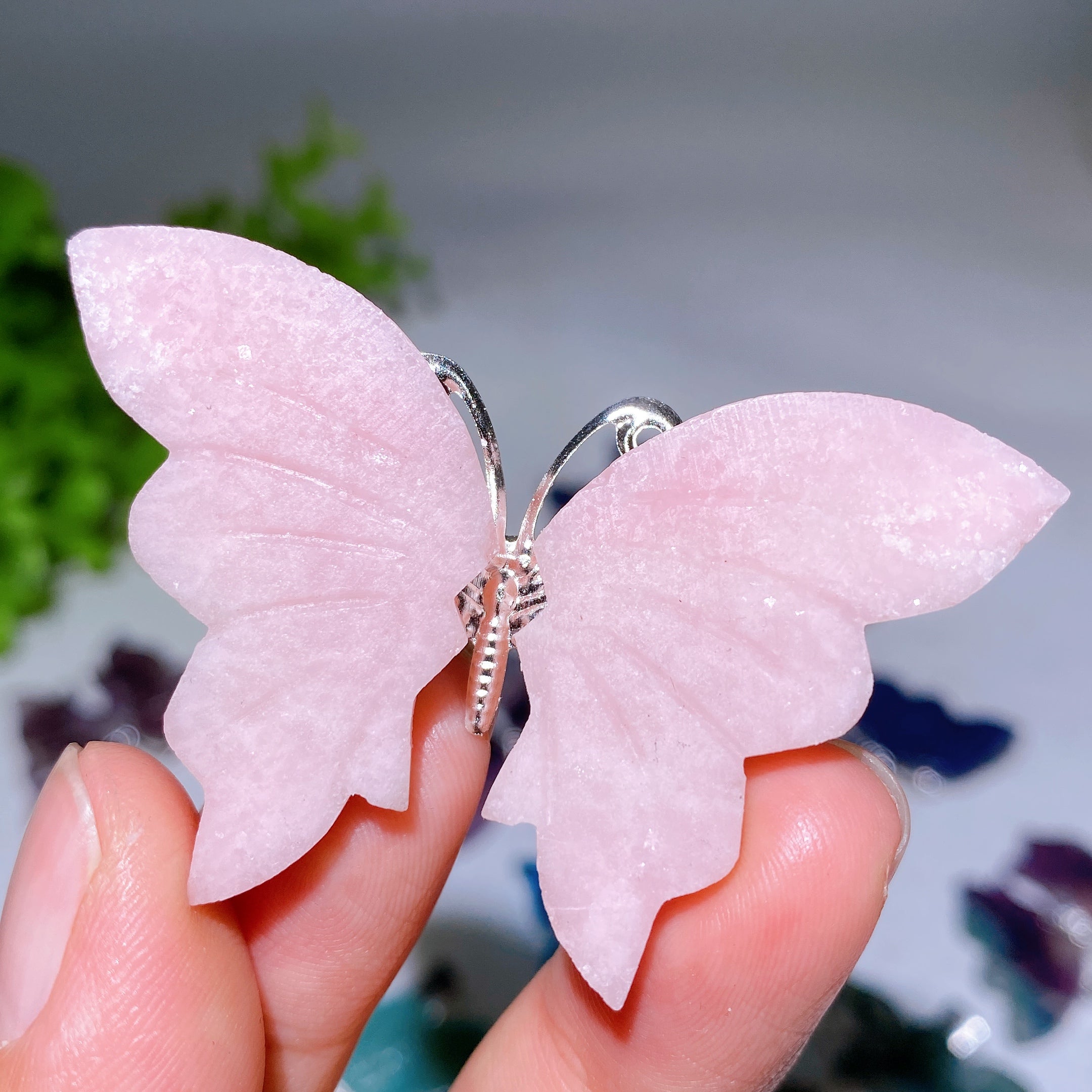 2.0-2.3 inch Blue Apatite Crystal Butterfly Hairpin for Style & Healing
