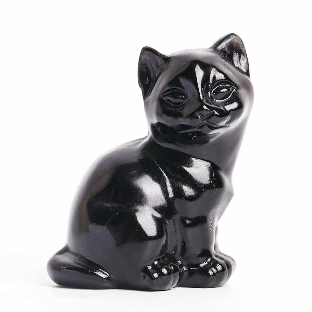 2.0"-2.3" Mixed Crystal Cat Carvings for Healing & Decor