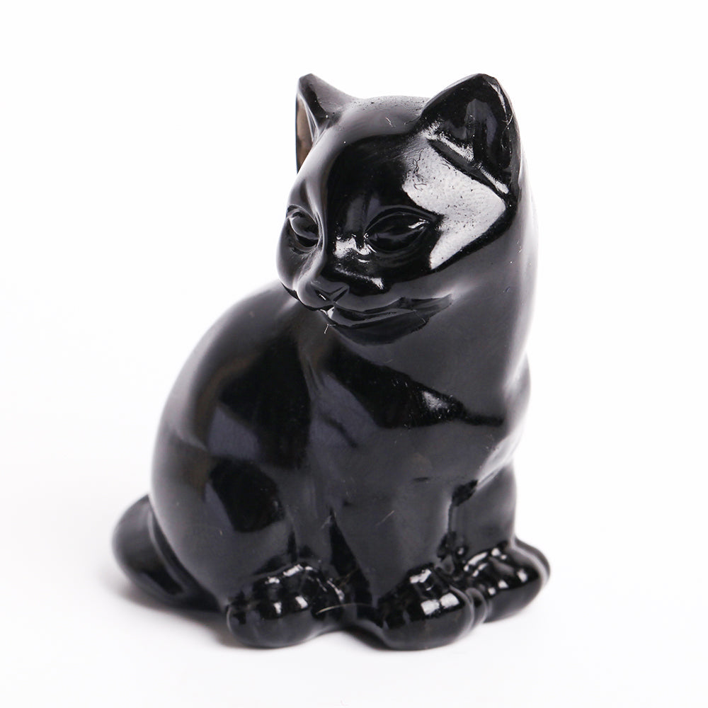2.0"-2.3" Mixed Crystal Cat Carvings for Healing & Decor