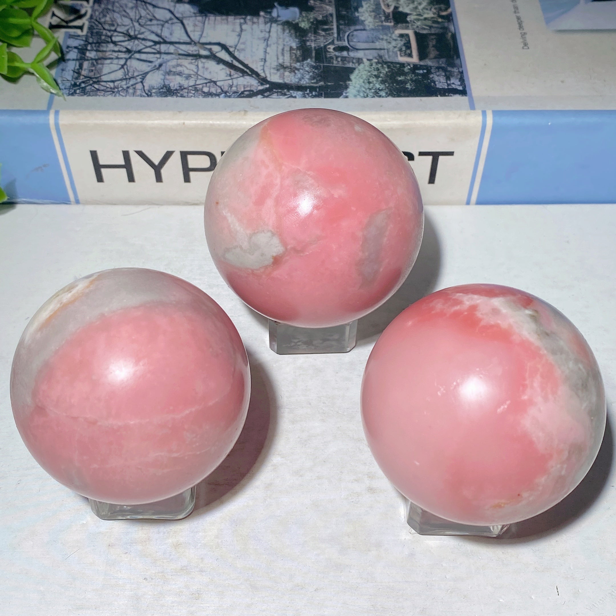 2.0-3.0 inch Pink Jade Crystal Sphere for Healing Energy