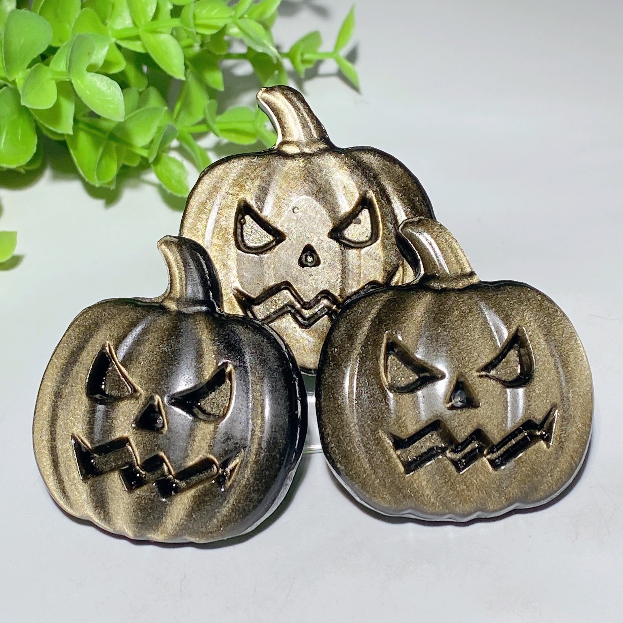 2.0 Inch Golden Obsidian Pumpkin Crystal Figurine