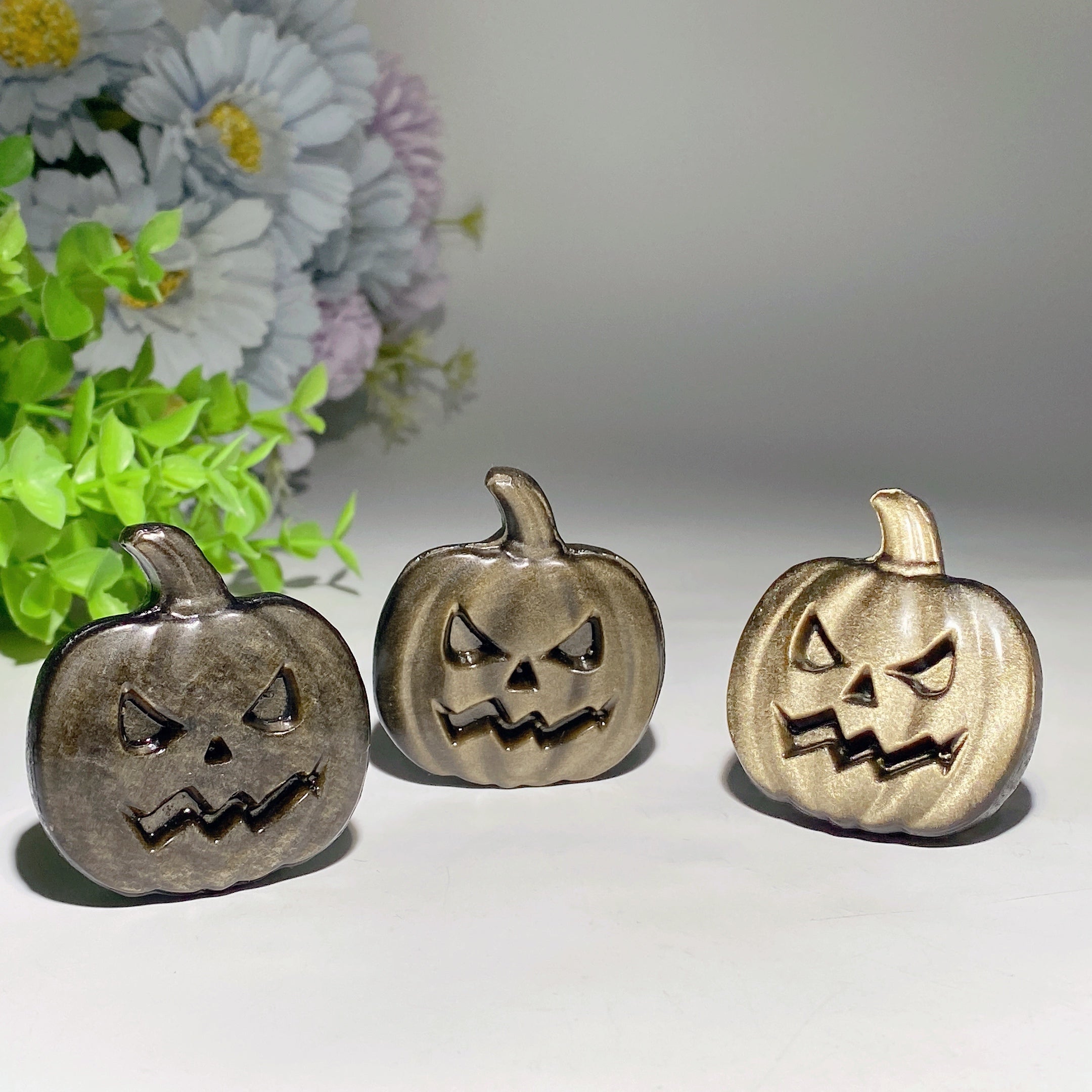 2.0 Inch Golden Obsidian Pumpkin Crystal Figurine
