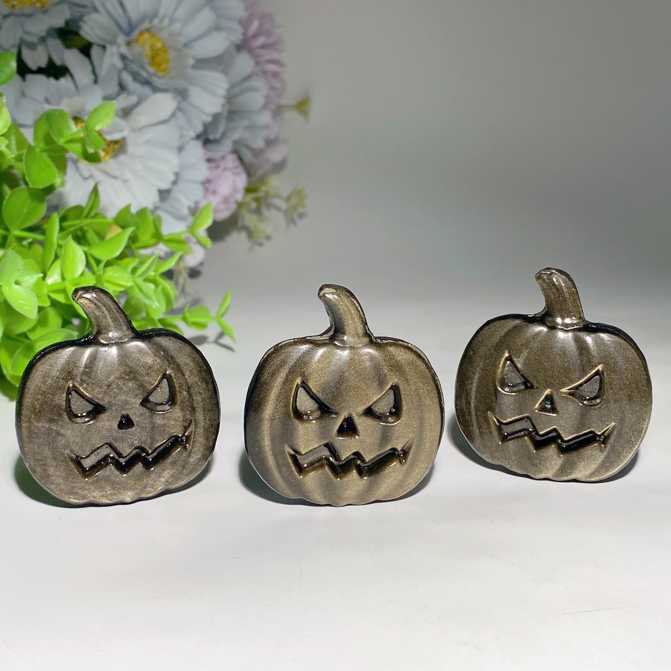 2.0 Inch Golden Obsidian Pumpkin Crystal Figurine