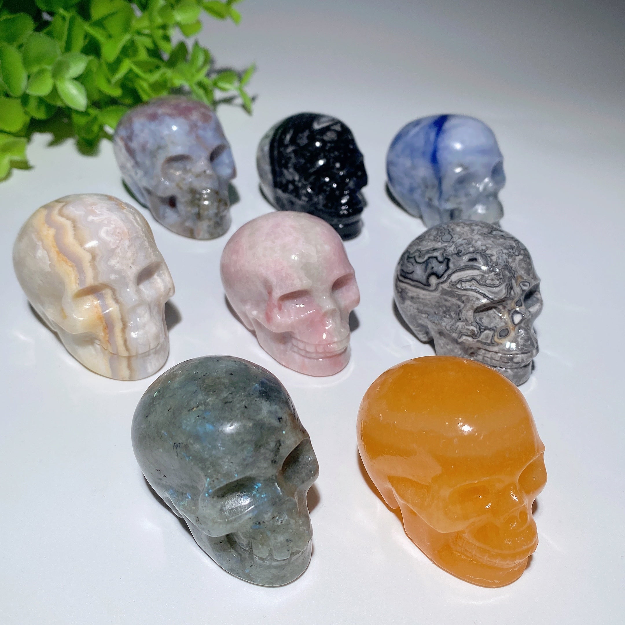 2.0-inch Mixed Crystal Skull Carvings for Healing & Meditation