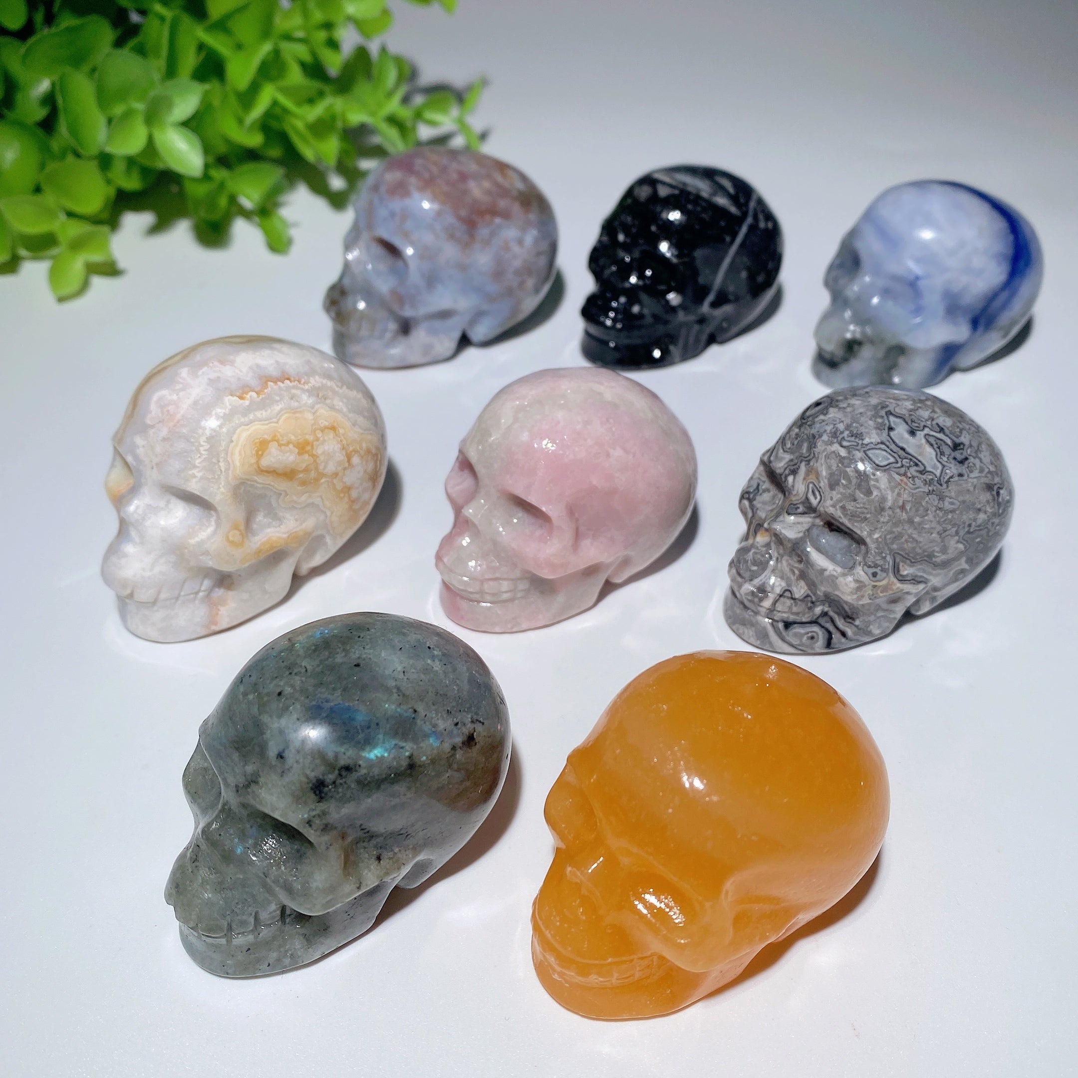 2.0-inch Mixed Crystal Skull Carvings for Healing & Meditation