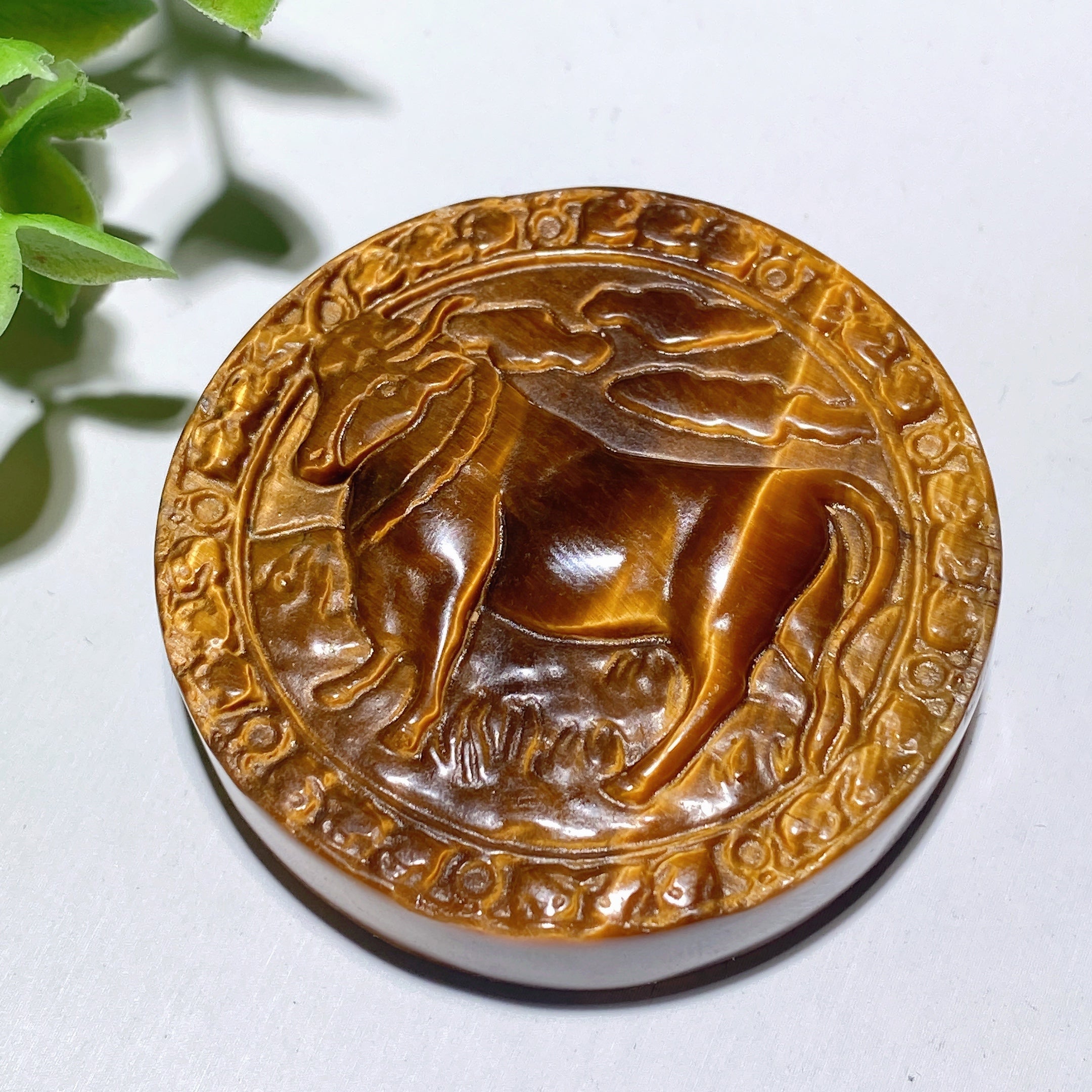 2.0 inch Yellow Tiger's Eye Zodiac Slab Crystal Healing