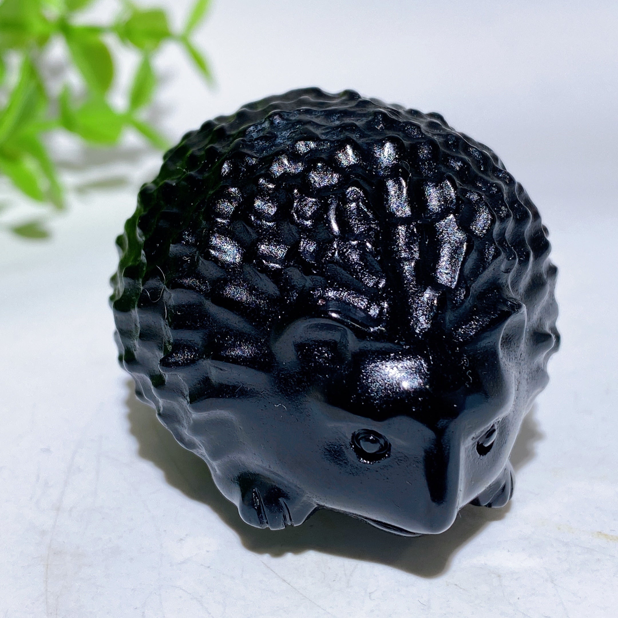 2.1in Crystal Hedgehog Figurine | Opalite Rose Quartz Obsidian